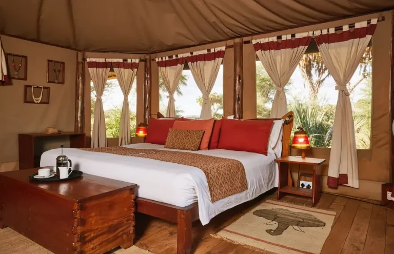 Deluxe safari tent exterior at Elephant Bedroom Camp, Samburu National Reserve