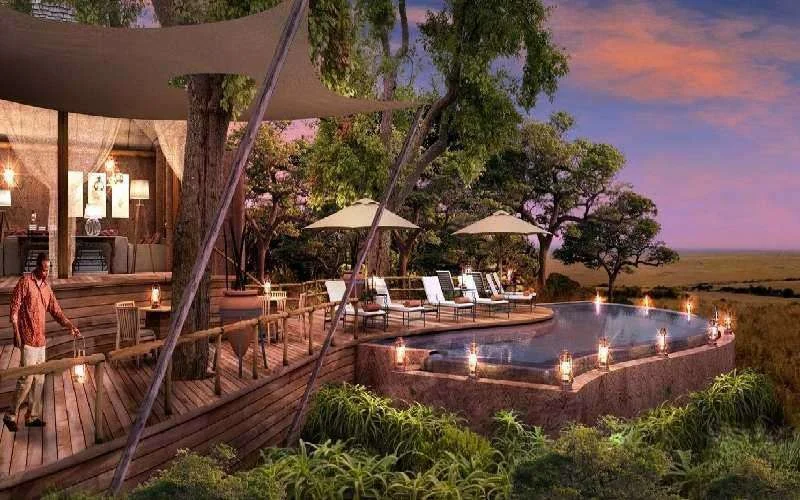 Luxury tented camp exterior in the Masai Mara